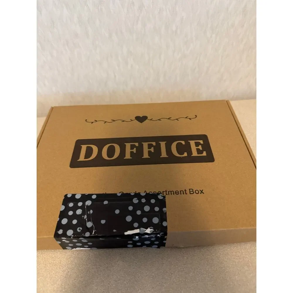 DOFFICE Greeting Card Organizer Box Fabric w/ Removable Occasion Dividers New